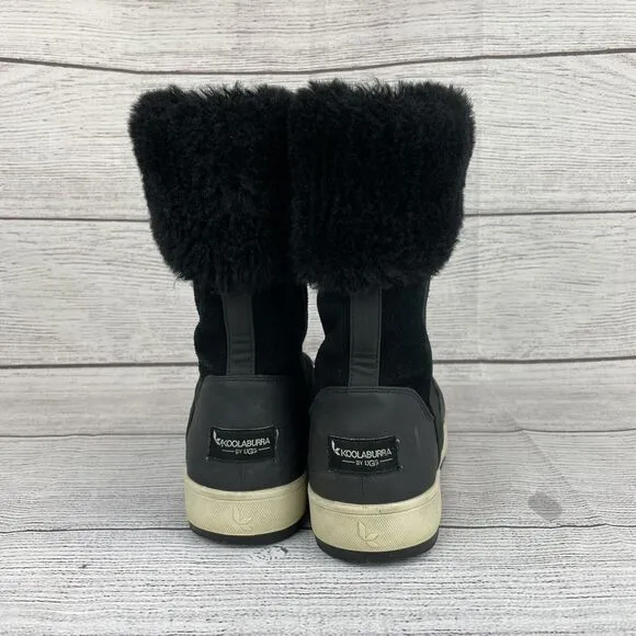 Koolaburra by UGG Tynlee 1105889 Black Suede Waterproof Faux Fur 8” Boots Size 7
