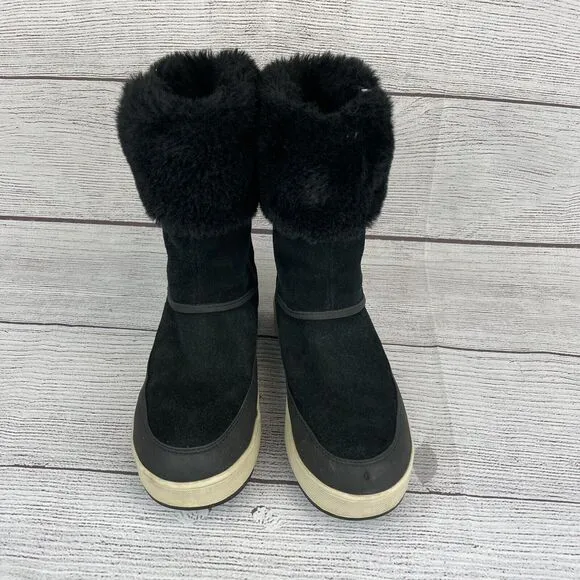 Koolaburra by UGG Tynlee 1105889 Black Suede Waterproof Faux Fur 8” Boots Size 7