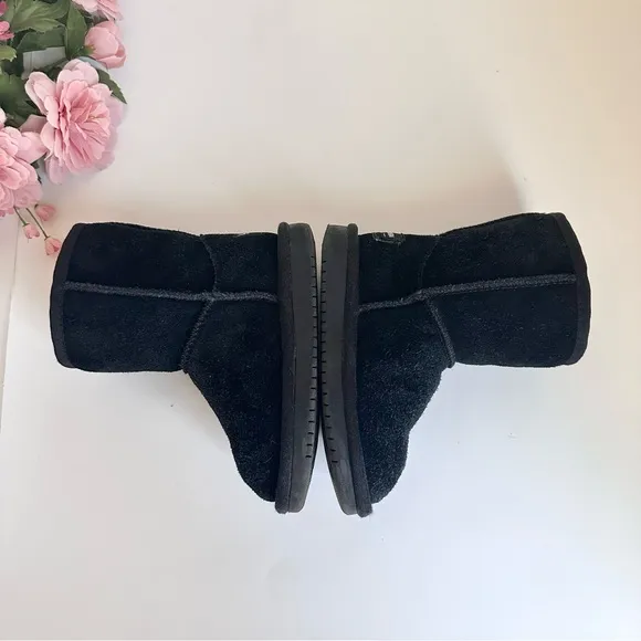 Koolaburra by UGG Victoria Black Suede Leather Side Bow Toddler Girl Short Boots