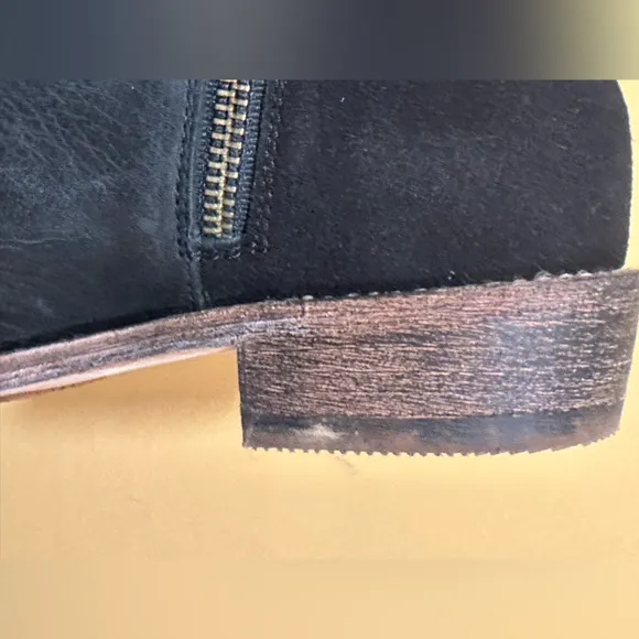 Koolaburra Dallas Black Leather &amp; Suede Fringe Western Ankle Boots Size 10