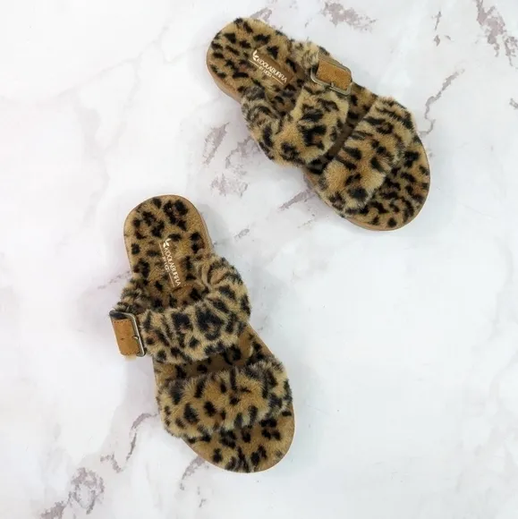 Koolaburra Ugg 5 Women Furrah Slide Shoes Sandal Furr Animal Leopard Vegan Faux