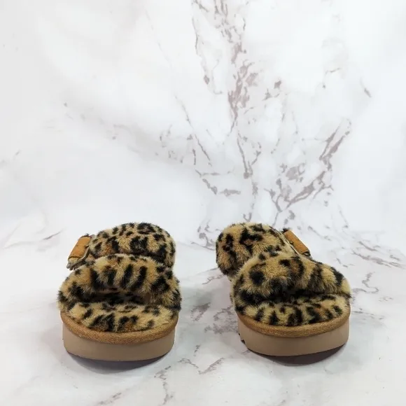 Koolaburra Ugg 5 Women Furrah Slide Shoes Sandal Furr Animal Leopard Vegan Faux