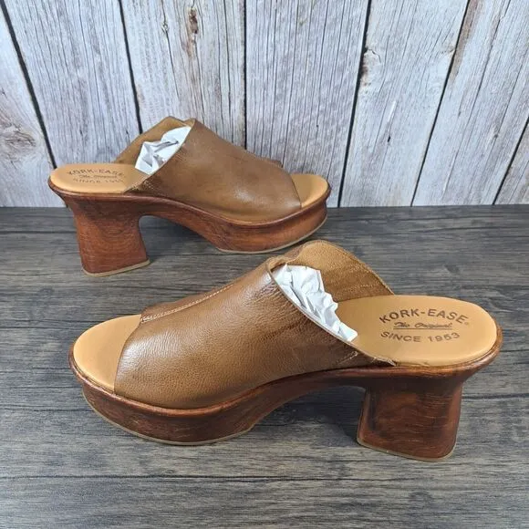 Kork-Ease Cassia Leather Heel Sandals Women's Sz 11 M Brown (NWOB)