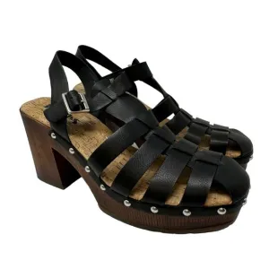 Korks By Kork-Ease Whitney Platform Sandals Women's Size 8 Black Faux Leather
