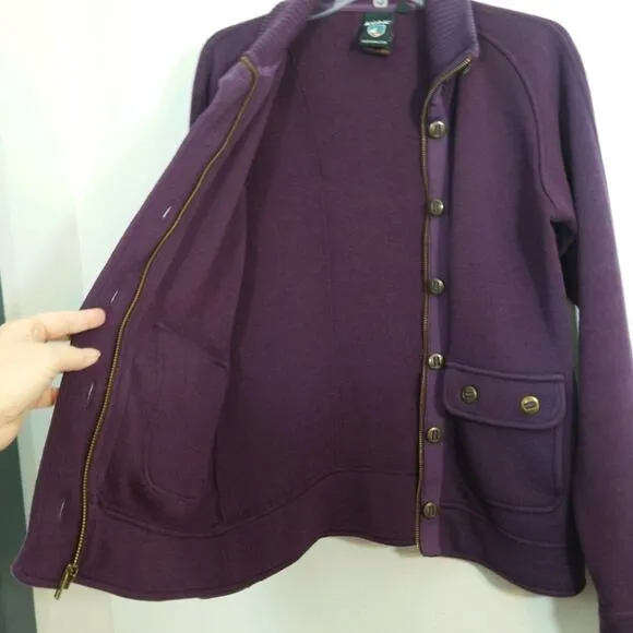 Kuhl Spy merino wool sweater jacket plum purple S