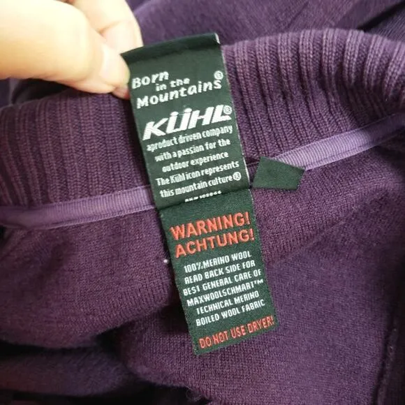 Kuhl Spy merino wool sweater jacket plum purple S