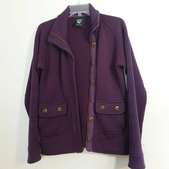Kuhl Spy merino wool sweater jacket plum purple S
