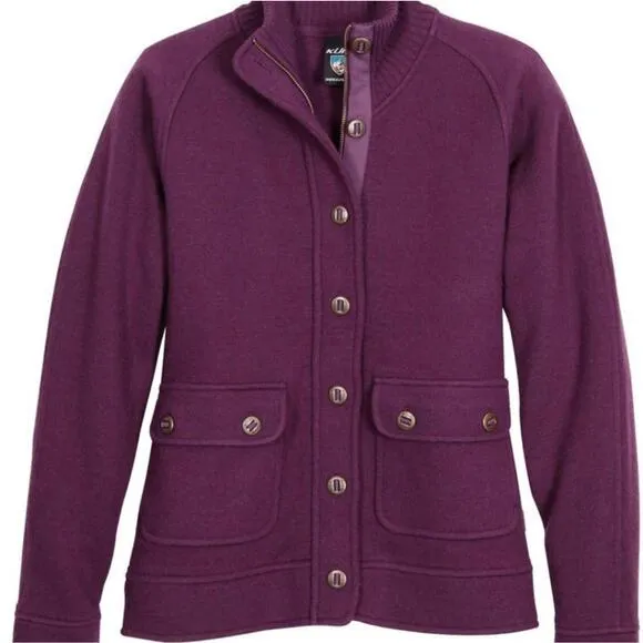 Kuhl Spy merino wool sweater jacket plum purple S
