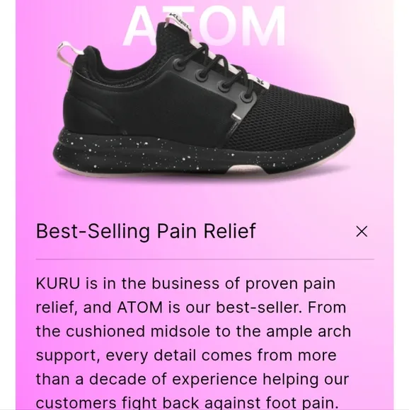 Kuru Atom Jet Black-Misty Lilac Women's Walking Shoes Size 7
