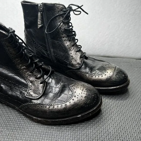 La Bottega di Lisa ankle boot Size 36.5 Genuine Leather Italy Made Black‎ Brown