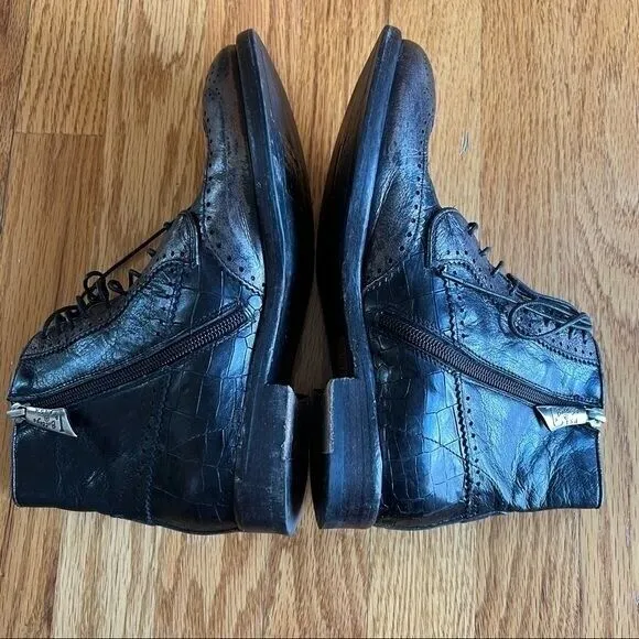 La Bottega di Lisa ankle boot Size 36.5 Genuine Leather Italy Made Black‎ Brown