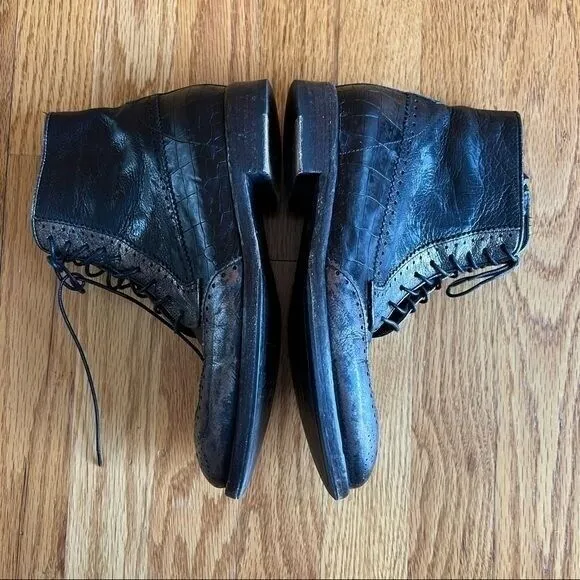 La Bottega di Lisa ankle boot Size 36.5 Genuine Leather Italy Made Black‎ Brown