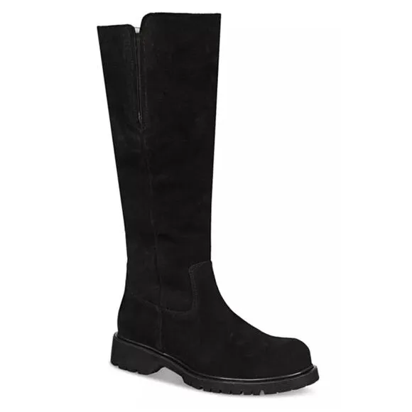 La Canadienne Helene Genuine Shearling Waterproof Black Suede Boot Size 8.5 NWOB