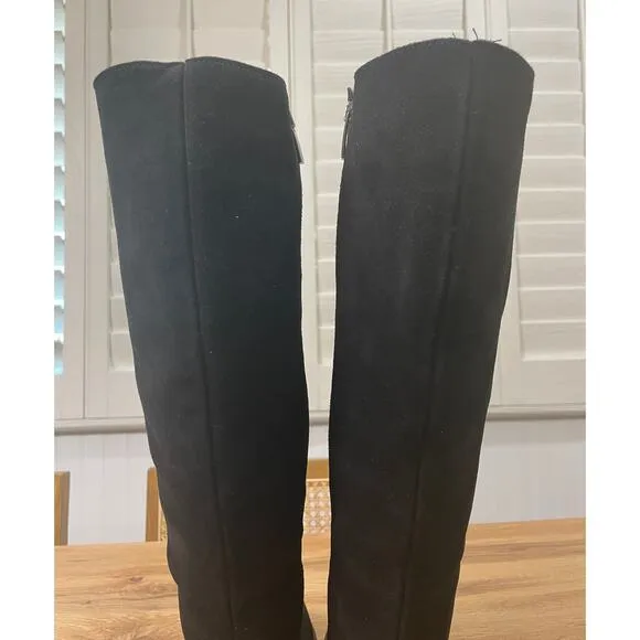 La Canadienne Helene Genuine Shearling Waterproof Black Suede Boot Size 8.5 NWOB