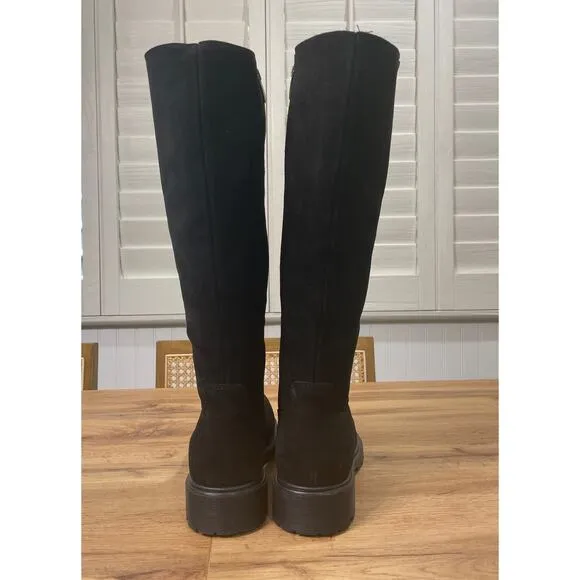 La Canadienne Helene Genuine Shearling Waterproof Black Suede Boot Size 8.5 NWOB