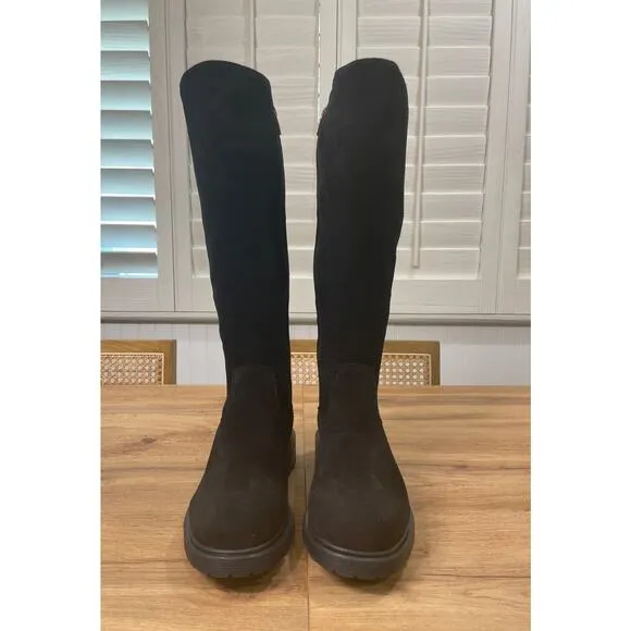 La Canadienne Helene Genuine Shearling Waterproof Black Suede Boot Size 8.5 NWOB