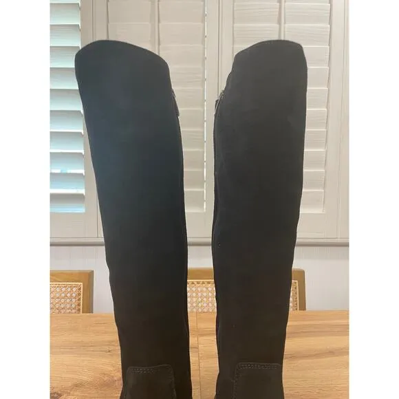 La Canadienne Helene Genuine Shearling Waterproof Black Suede Boot Size 8.5 NWOB