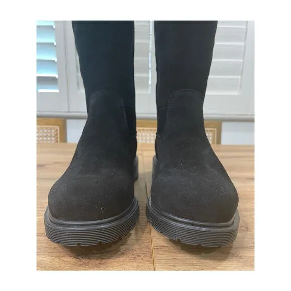 La Canadienne Helene Genuine Shearling Waterproof Black Suede Boot Size 8.5 NWOB
