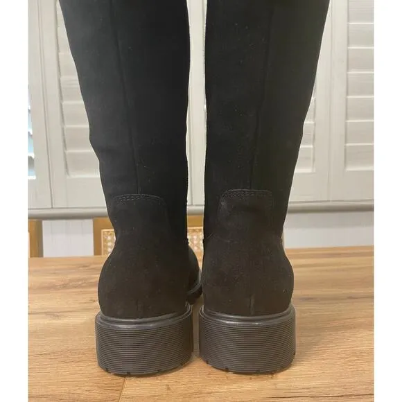 La Canadienne Helene Genuine Shearling Waterproof Black Suede Boot Size 8.5 NWOB