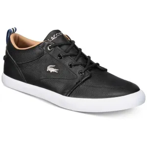 Lacoste Mens Bayliss Black Faux Leather Low Top Trainers Sneakers Shoes New