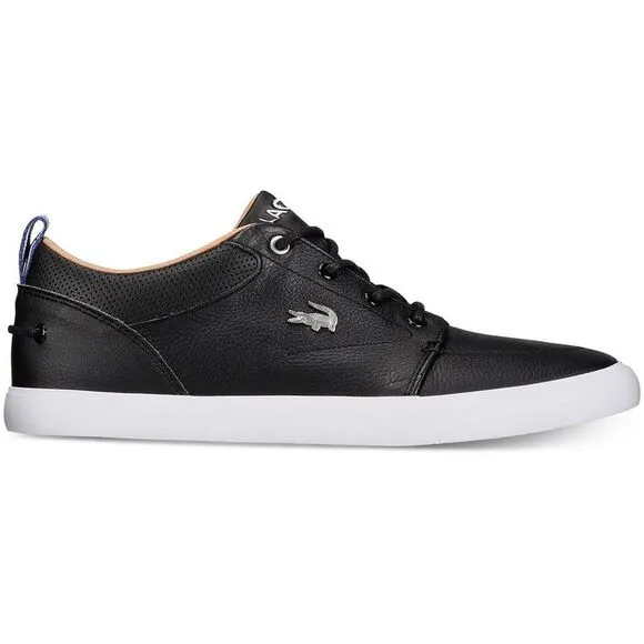 Lacoste Mens Bayliss Black Faux Leather Low Top Trainers Sneakers Shoes New