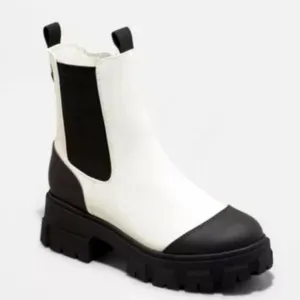 ladies white and black boots