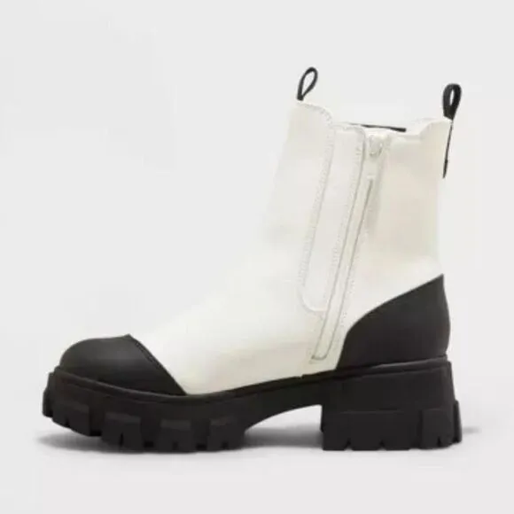 ladies white and black boots