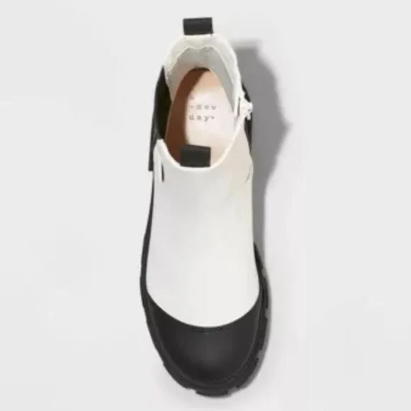 ladies white and black boots