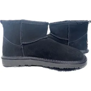 Lamo Black Suede Faux Fur Lined Comfort Short Ankle Boots Shoes WomenSZ 8M NWT
