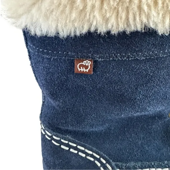 LAMO Girls’ Taylor Suede Fashion Boots Faux Fur Blue Size 5 Winter Warm