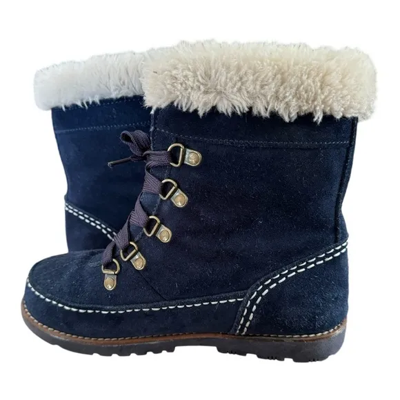 LAMO Girls’ Taylor Suede Fashion Boots Faux Fur Blue Size 5 Winter Warm