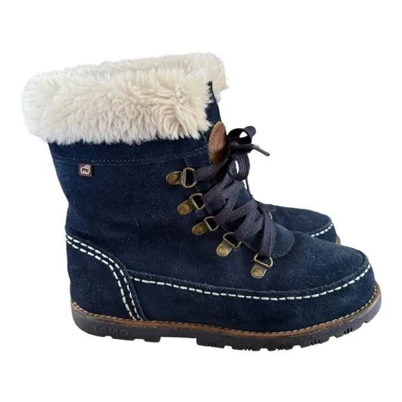 LAMO Girls’ Taylor Suede Fashion Boots Faux Fur Blue Size 5 Winter Warm