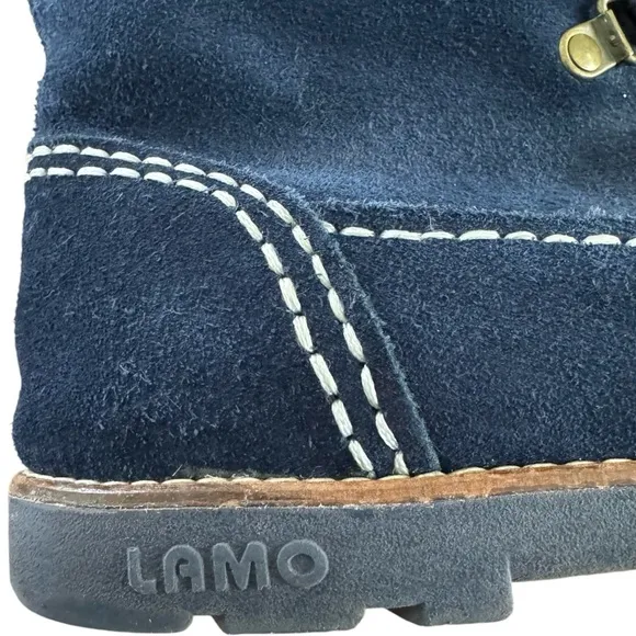 LAMO Girls’ Taylor Suede Fashion Boots Faux Fur Blue Size 5 Winter Warm