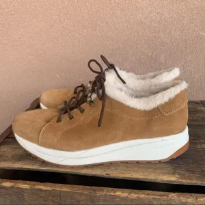 Lands’ End Suede Faux Fur Sneakers