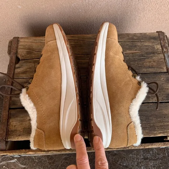 Lands’ End Suede Faux Fur Sneakers