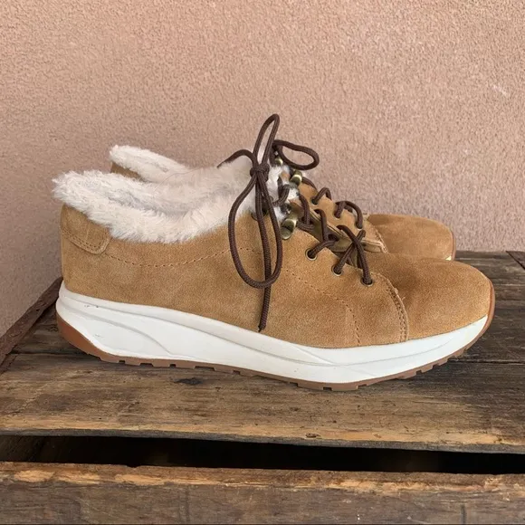 Lands’ End Suede Faux Fur Sneakers