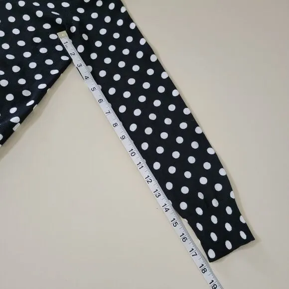 Lands' End Women's Black/Ivory Dot Long Sleeve Cardigan NWOT