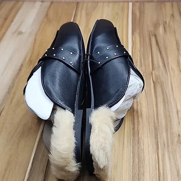 ☆LANE BRYANT☆ LOAFER SLIP ONS WOMEN'S SIZE 7W BLACK FAUX LEATHER ♡CUTE ♡