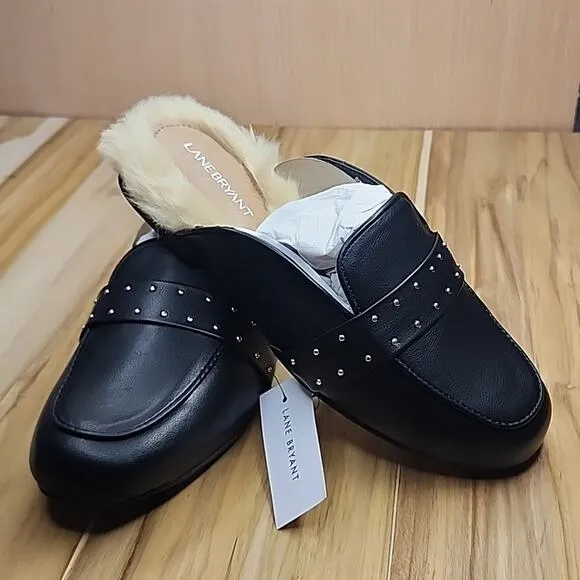 ☆LANE BRYANT☆ LOAFER SLIP ONS WOMEN'S SIZE 7W BLACK FAUX LEATHER ♡CUTE ♡