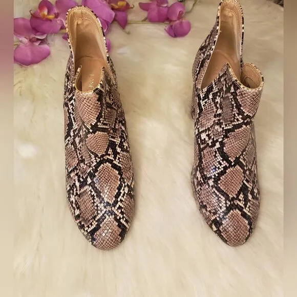 Lane Bryant Women's Tan Snake Animal Print Wide Feet Friendly Ankle Boots 11 NWT