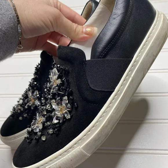 Lanvin Black Embellished Women's Slip-On Shoes