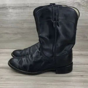 Laredo Boots Men's 9D black leather pull on Western Cowboy Rodeo