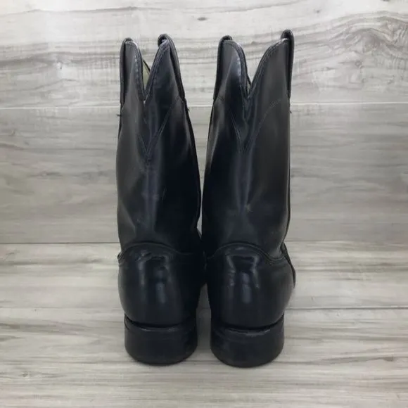 Laredo Boots Men's 9D black leather pull on Western Cowboy Rodeo