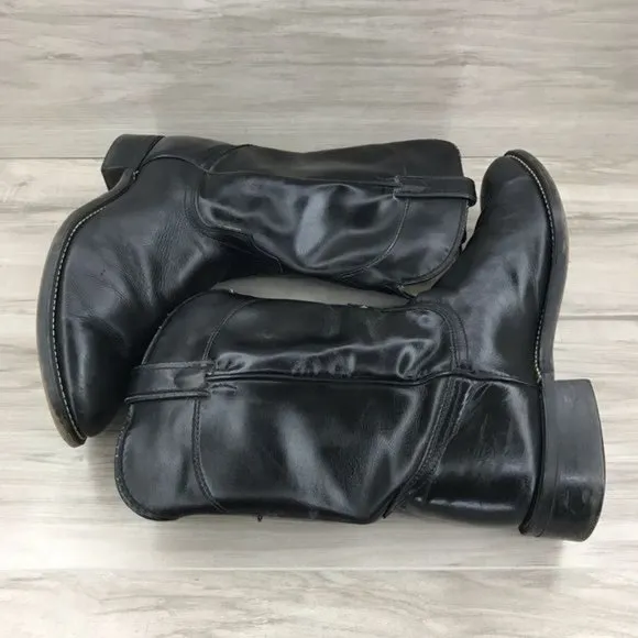 Laredo Boots Men's 9D black leather pull on Western Cowboy Rodeo