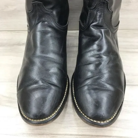 Laredo Boots Men's 9D black leather pull on Western Cowboy Rodeo
