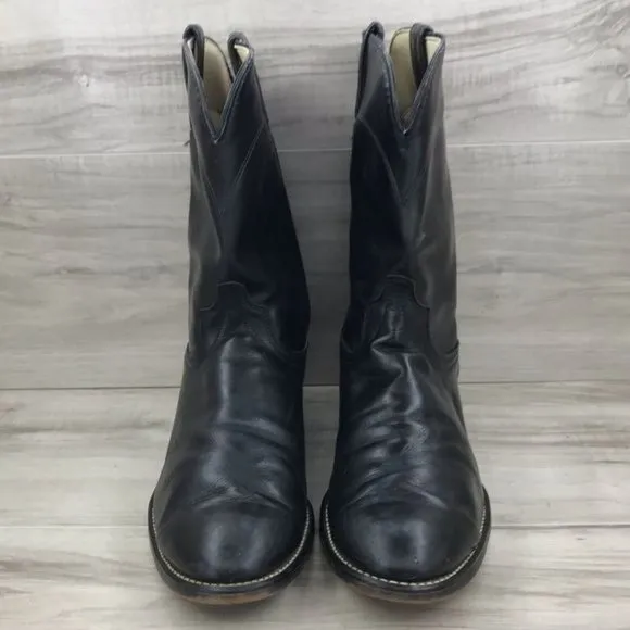 Laredo Boots Men's 9D black leather pull on Western Cowboy Rodeo