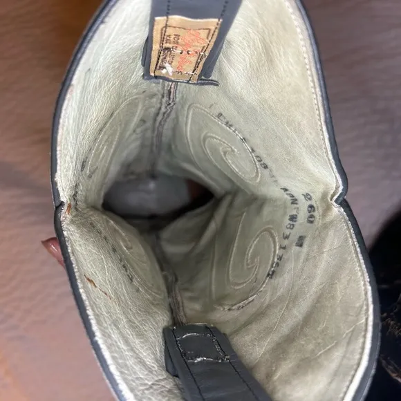 Larry Mahan Gray Leather Cowboy Boots Size 6B Vintage Embroidered Western Women