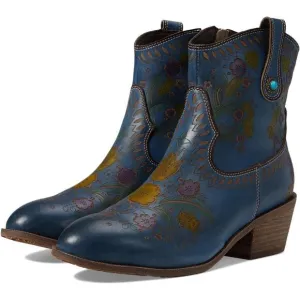 L'Artiste by Spring Step Womens Galop Western Ankle Boots - Blue NEW