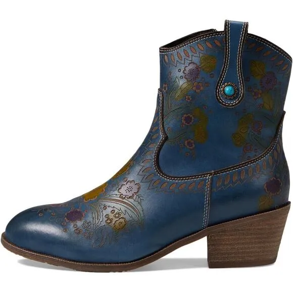 L'Artiste by Spring Step Womens Galop Western Ankle Boots - Blue NEW
