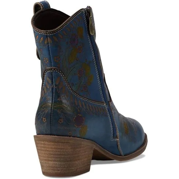 L'Artiste by Spring Step Womens Galop Western Ankle Boots - Blue NEW